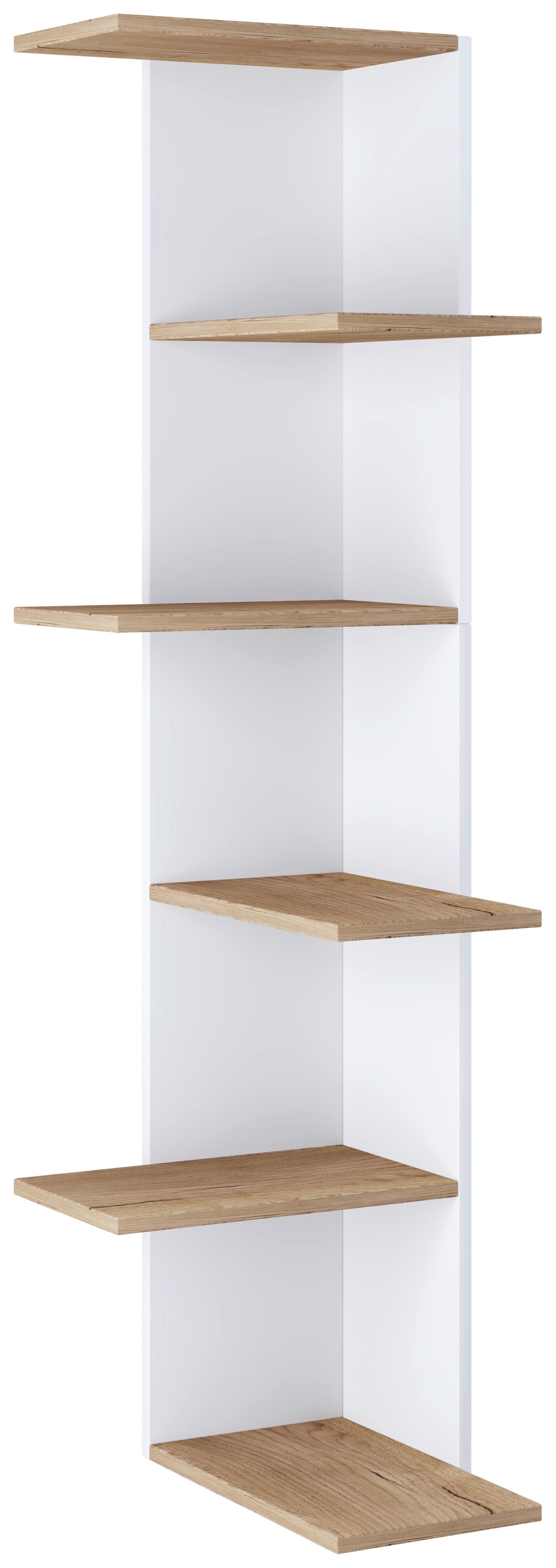 Eckregal Balos Weiß, Eiche Dekor B: 37 cm - Honigeiche/Weiß, LIFESTYLE, Holzwerkstoff (37/140/37cm) - MID.YOU