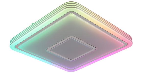 LED-Deckenleuchte Nadina L: 38 cm mit Farbwechsler - Chromfarben/Weiß, Design, Kunststoff/Metall (38/38/6,8cm) - Luca Bessoni