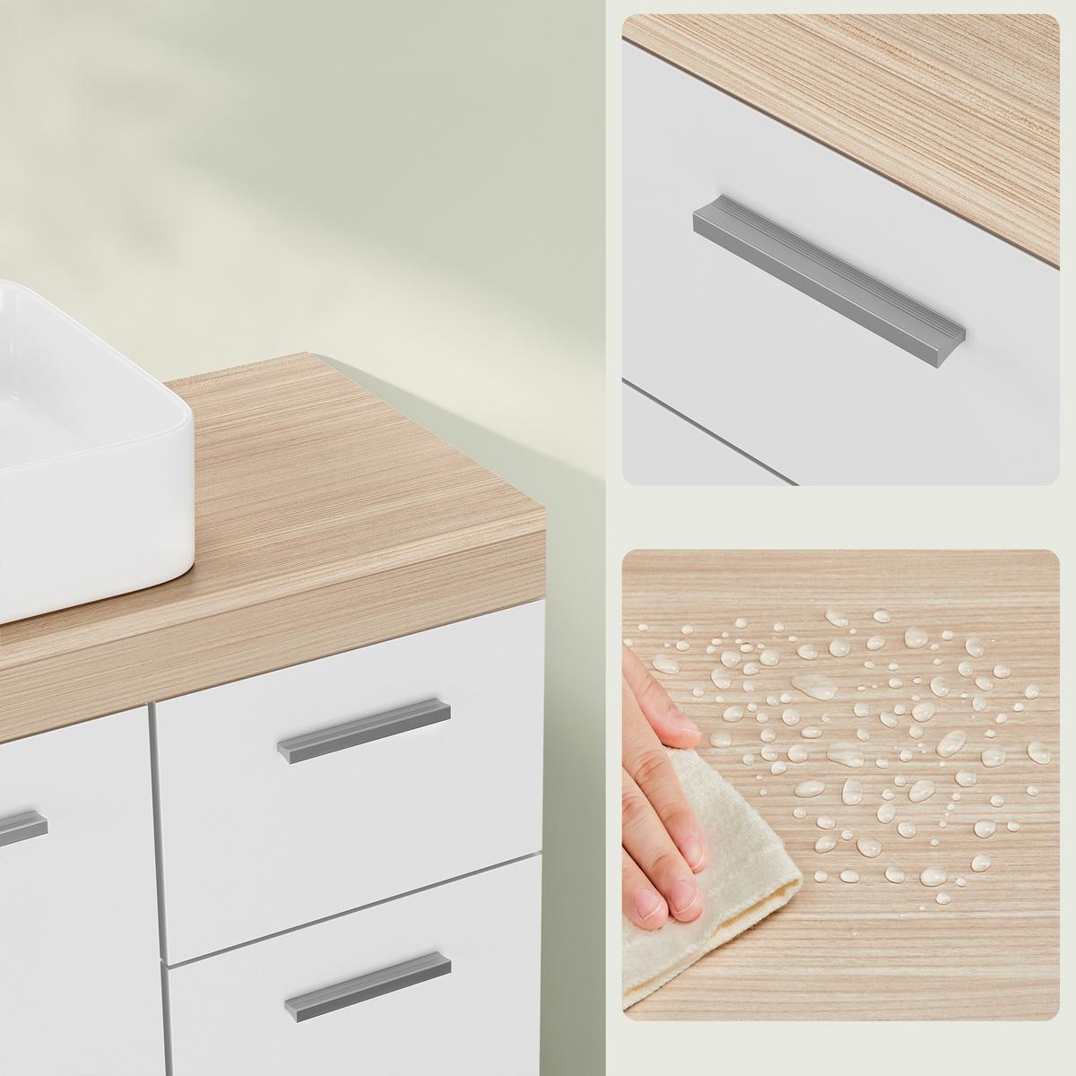 Waschbeckenunterschrank Bbk503k01v1 - Weiß/Grau, Trend, Holzwerkstoff (70/64/30cm) - MID.YOU