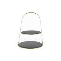 Etagere Rund Metall/stein H: 40 Cm 2-Stöckig - Goldfarben, Basics, Stein/Metall (24/29/40cm) - Echtwerk