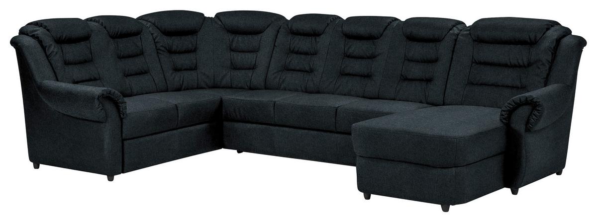 Wohnlandschaft Boston Schwarz Lederlook - Schwarz, KONVENTIONELL, Textil (216/333/165cm) - Livetastic