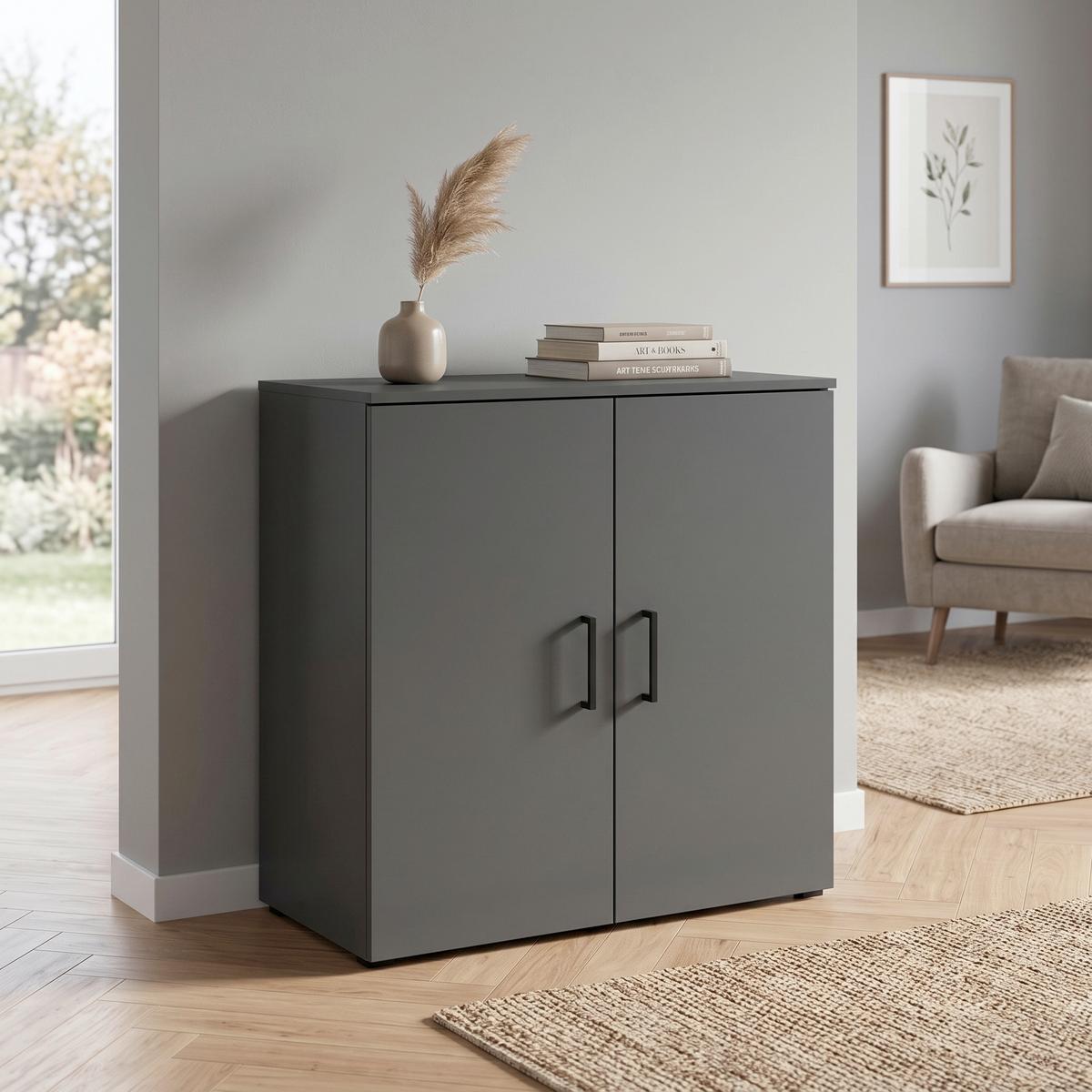 Komoda MULTISTAURAUM š: 80 cm - barvy grafitu/antracitová, Moderní, kompozitní dřevo/plast (80/83/40cm)