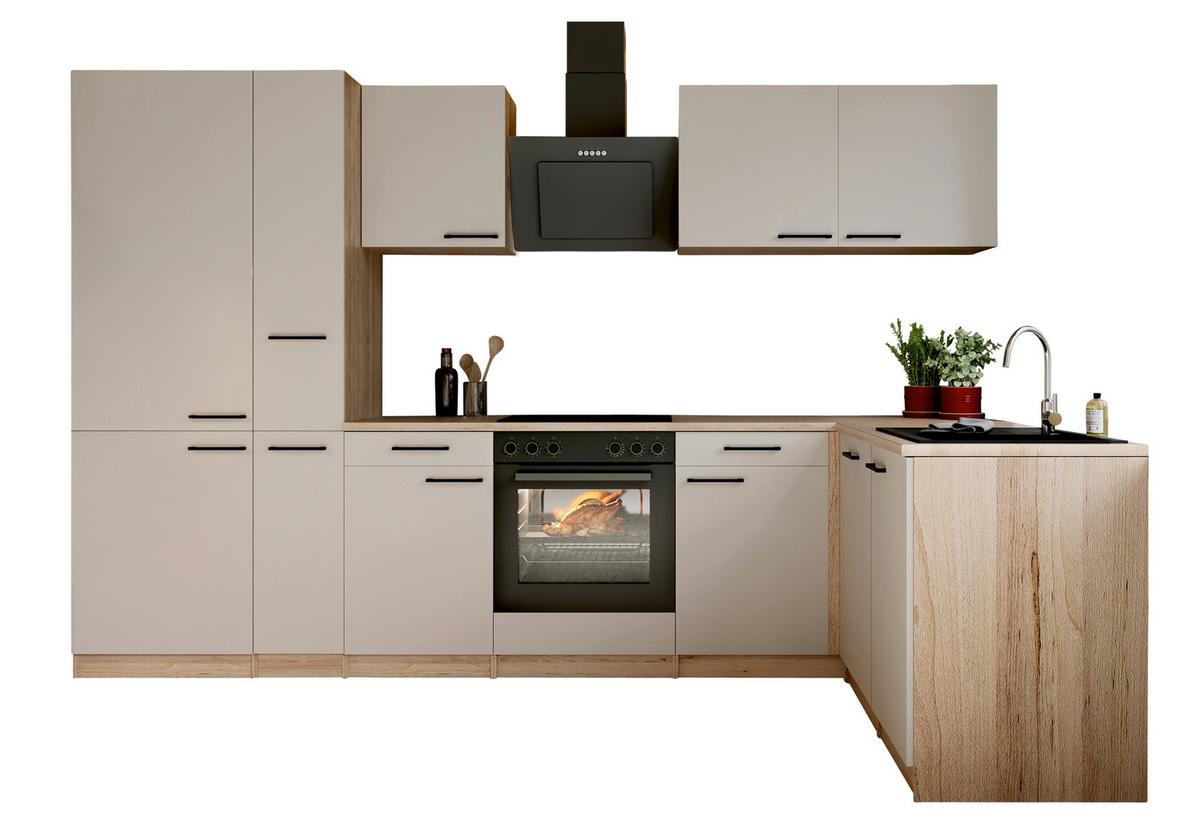 ECKKÜCHE Merle, Kaschmir S: 310x172cm - Kaschmir/Eichefarben, Trend, Holzwerkstoff (310/172cm) - Respekta