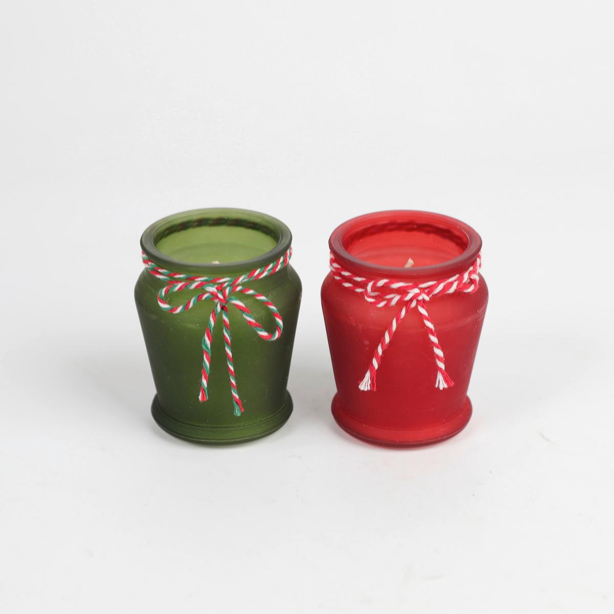Gyertya Üvegben Jelena, 2 Darabos - piros/zöld, Konventionell, Üveg/paraffin (5,7/6,4cm) - Luca Bessoni