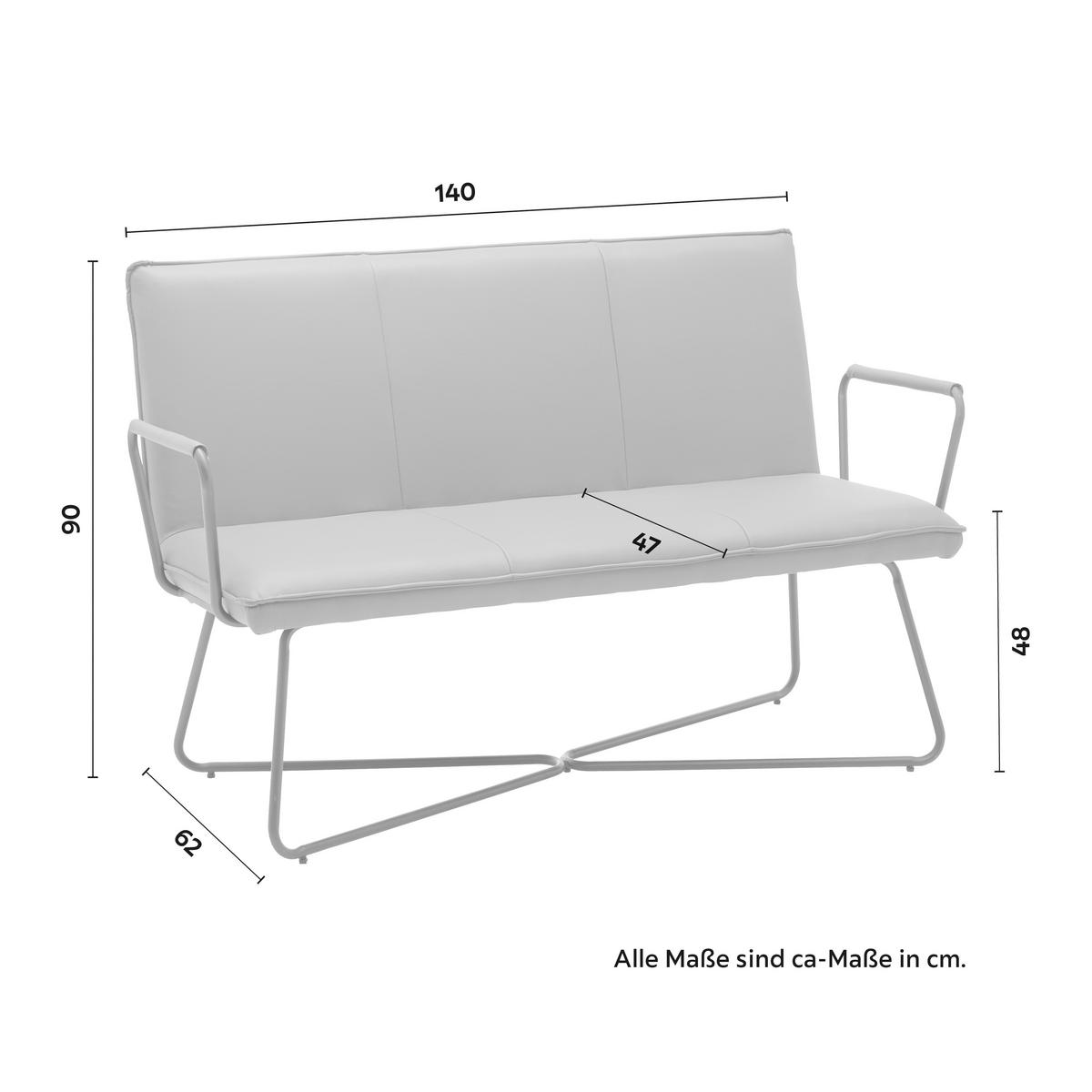 Lavice z koženky Bosco - šedá - šedá/černá, Moderní, kov/dřevo (140/90/62cm) - Bessagi Home
