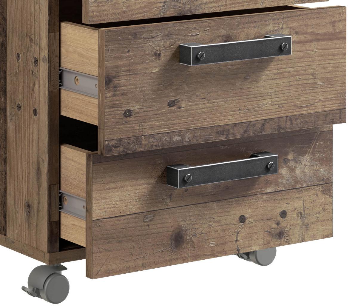 Rollcontainer Braun/grau Cliff 40,4x55,9x41,6 Cm - Braun/Grau, KONVENTIONELL, Holzwerkstoff/Kunststoff (40,4/55,9/41,6cm) - MID.YOU