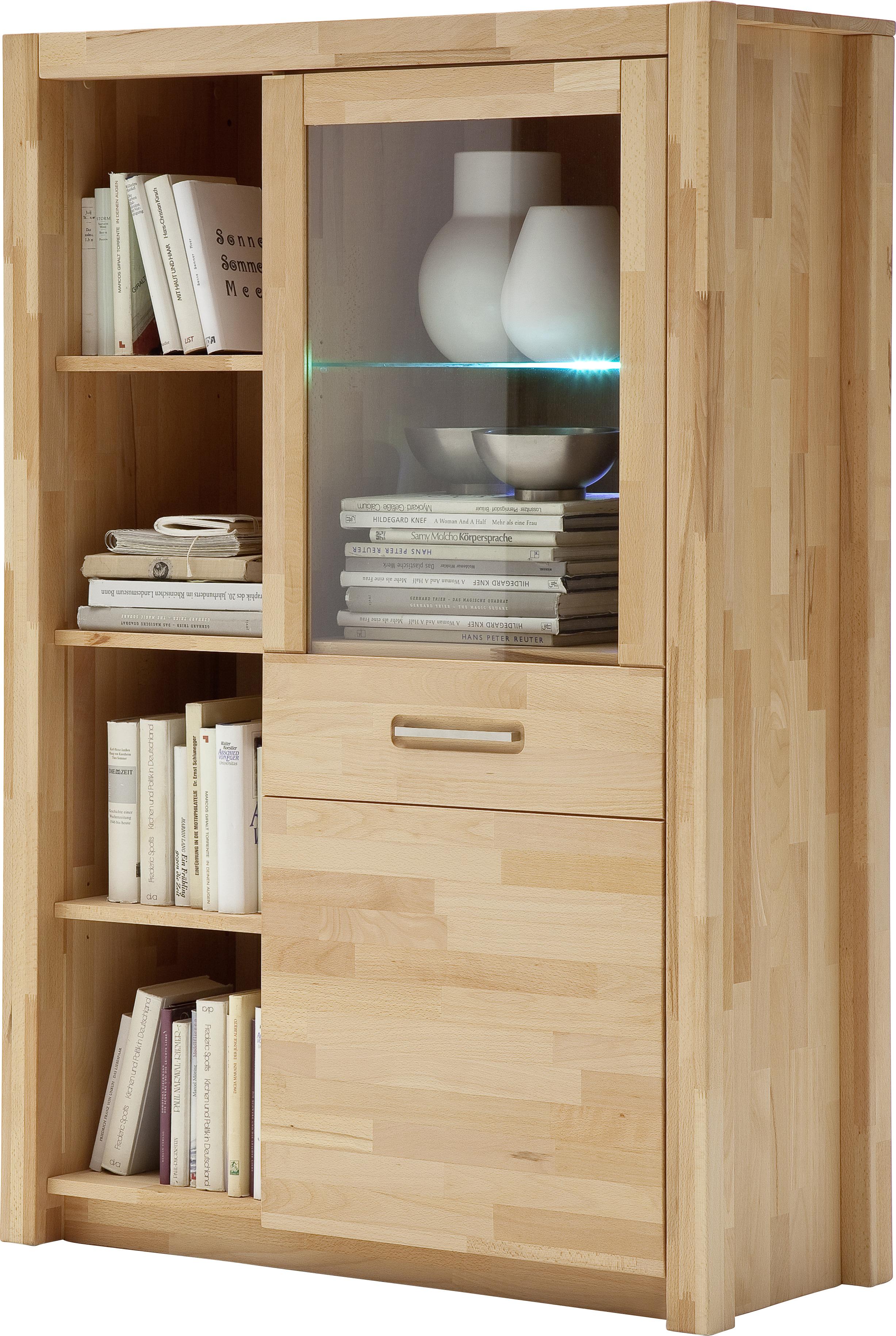 Highboard Fenja Buchefarben, B: 98 cm - Buchefarben, Design, Glas/Holz (98/145/40cm) - MID.YOU