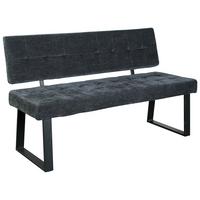 Sitzbank Volda Webstoff Dunkelgrau, B: 140 cm - Dunkelgrau/Schwarz, MODERN, Textil/Metall (140/85/56cm) - Livetastic