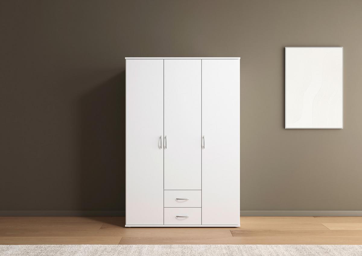 Drehtürenschrank Mit Schubladen 127cm  Paul 3 - Weiß, KONVENTIONELL, Holzwerkstoff (127/188/52cm)