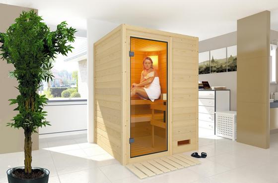 Finnische Sauna mit integrierter Steuerung Sauna für daheim mit integrierter Steuerung