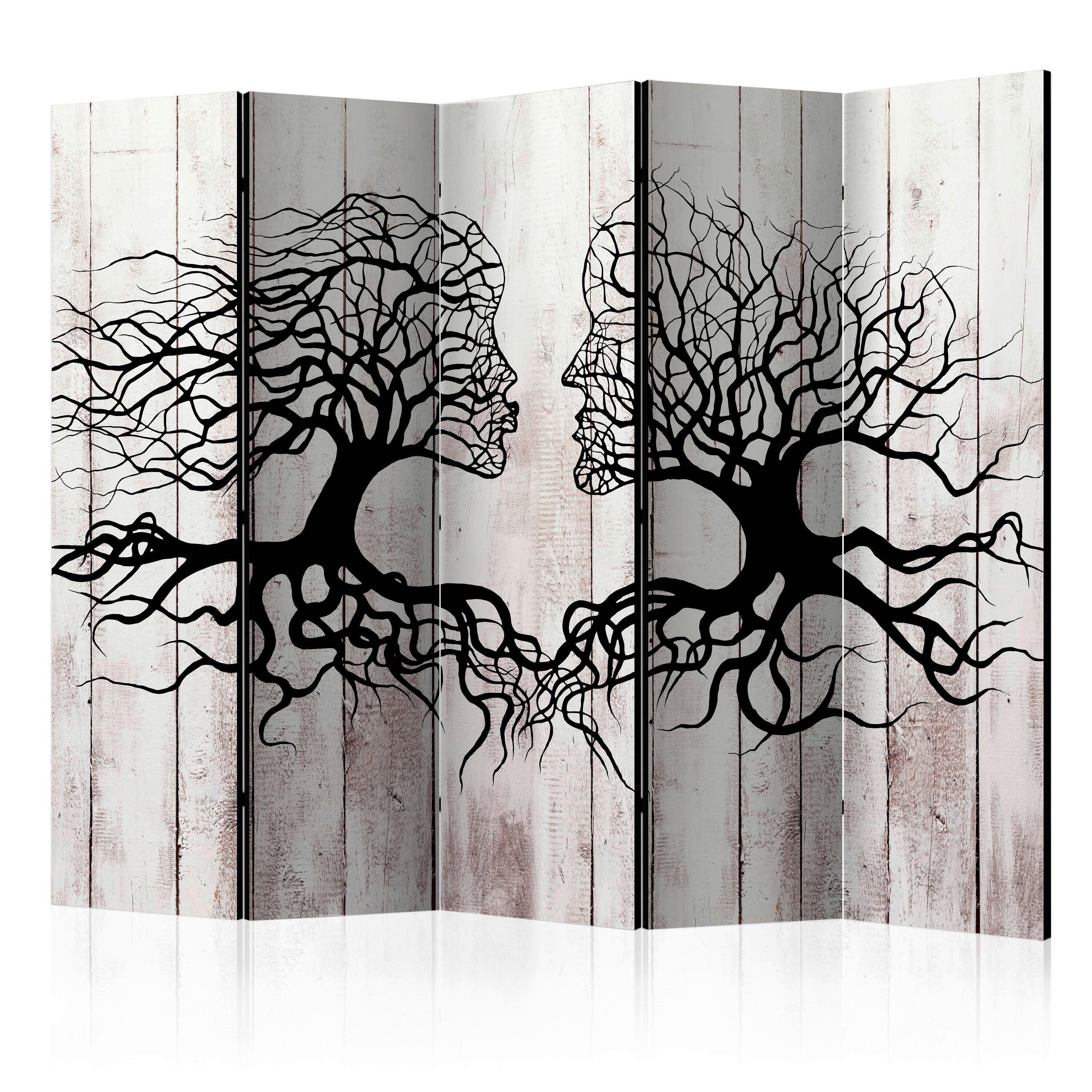 Paravent Schwarz Greige B: 225 cm - Greige/Schwarz, Basics, Holz/Textil (225/172/3cm) - artgeist