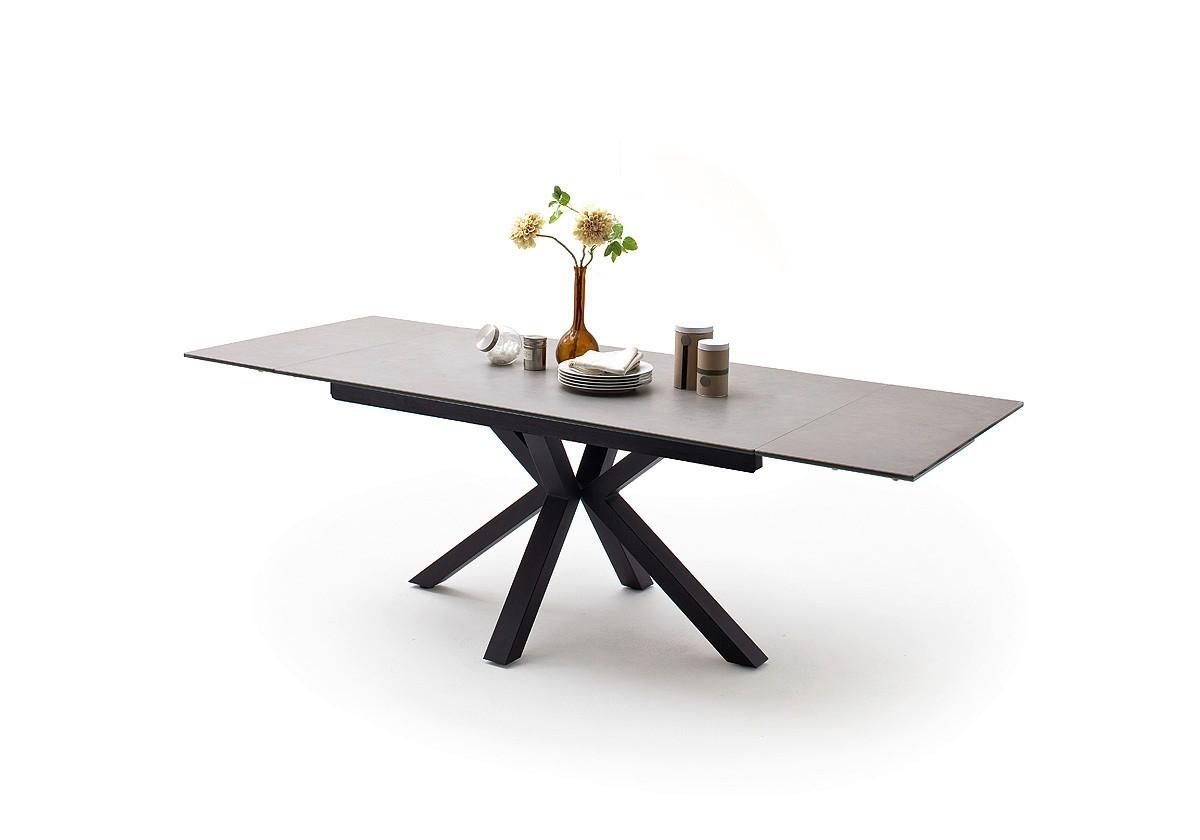 Ausziehtisch Nagano 160 160-240x76x90 cm Hellgrau - Hellgrau/Schwarz, Trend, Keramik/Metall (160-240/76/90cm)