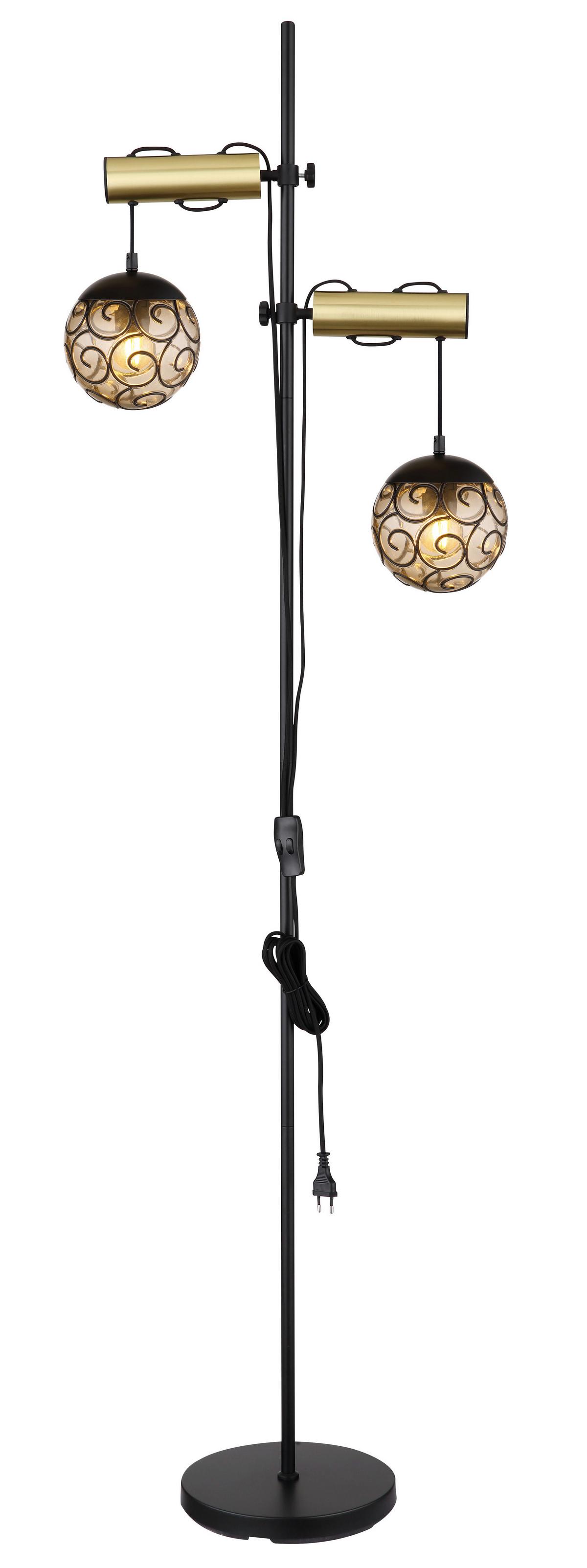 Stehlampe 15659s Grau, Schwarz 15659s - Goldfarben/Schwarz, Design, Kunststoff/Metall (51/25/168cm) - Globo