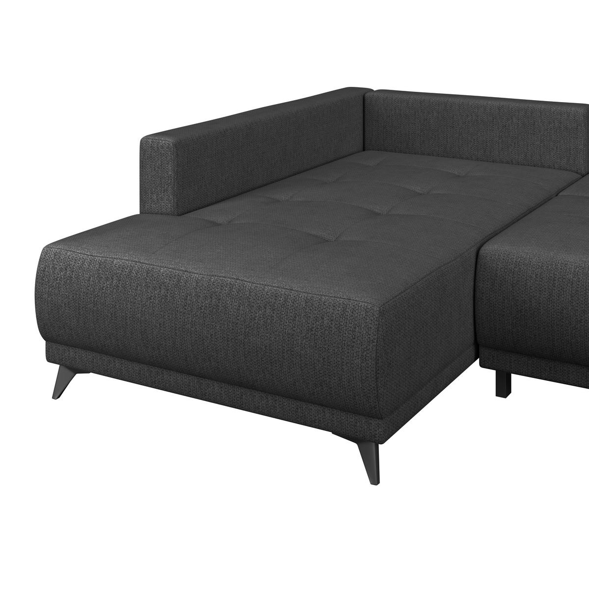 Ecksofa mit Schlaffunktion & Bettkasten Texas Erdfarben - Graubraun/Schwarz, KONVENTIONELL, Holz (203/259cm)