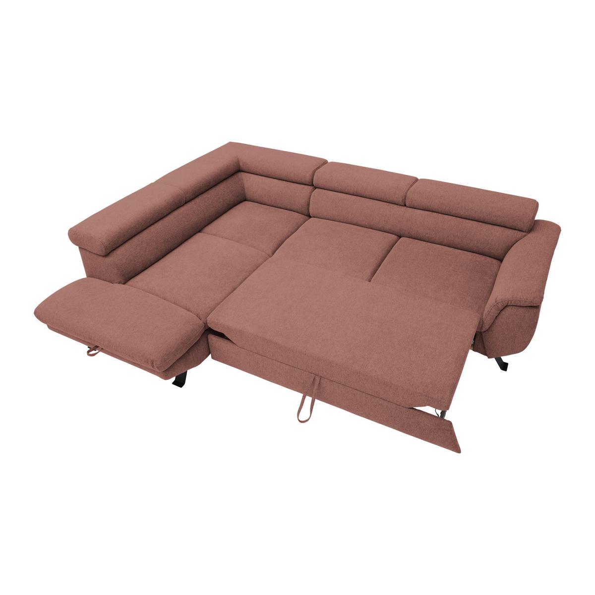 Rohová sedačka RAVEN, ľavá, koralová - koralová/čierna, Modern, kov/textil (198/257cm) - Mömax