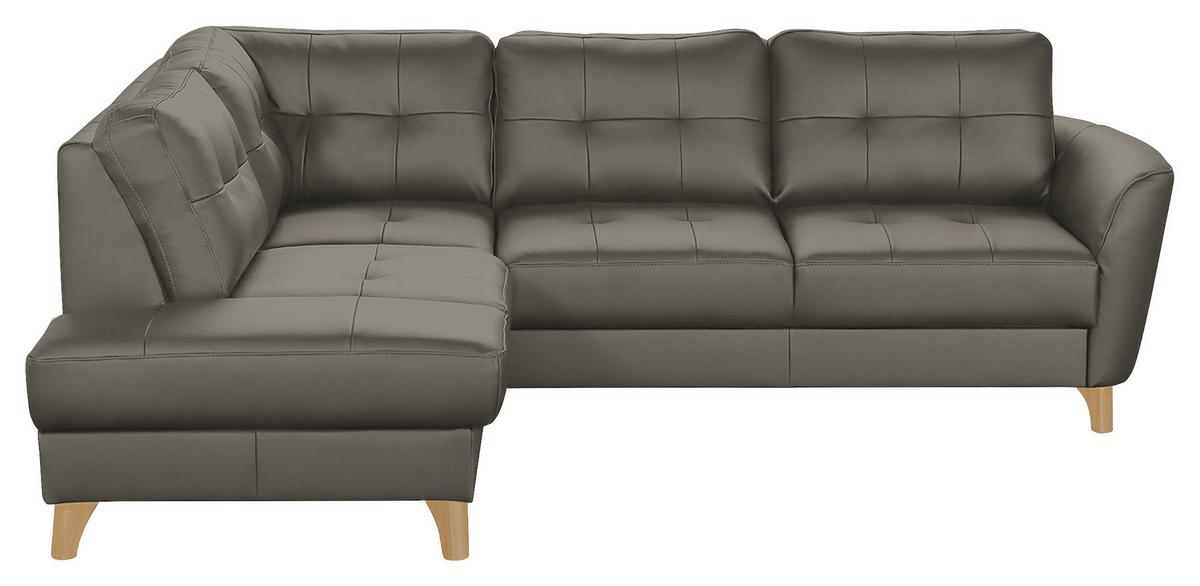 Ecksofa Nordic Schlammfarben S: 190x236 cm - Schlammfarben/Buchefarben, Design, Leder/Textil (190/236cm) - Livetastic