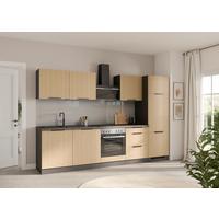 Küchenblock Glasgow Eichefarben/graphit B: 300 Cm - Eichefarben/Graphitfarben, LIFESTYLE, Holzwerkstoff (300cm) - Held
