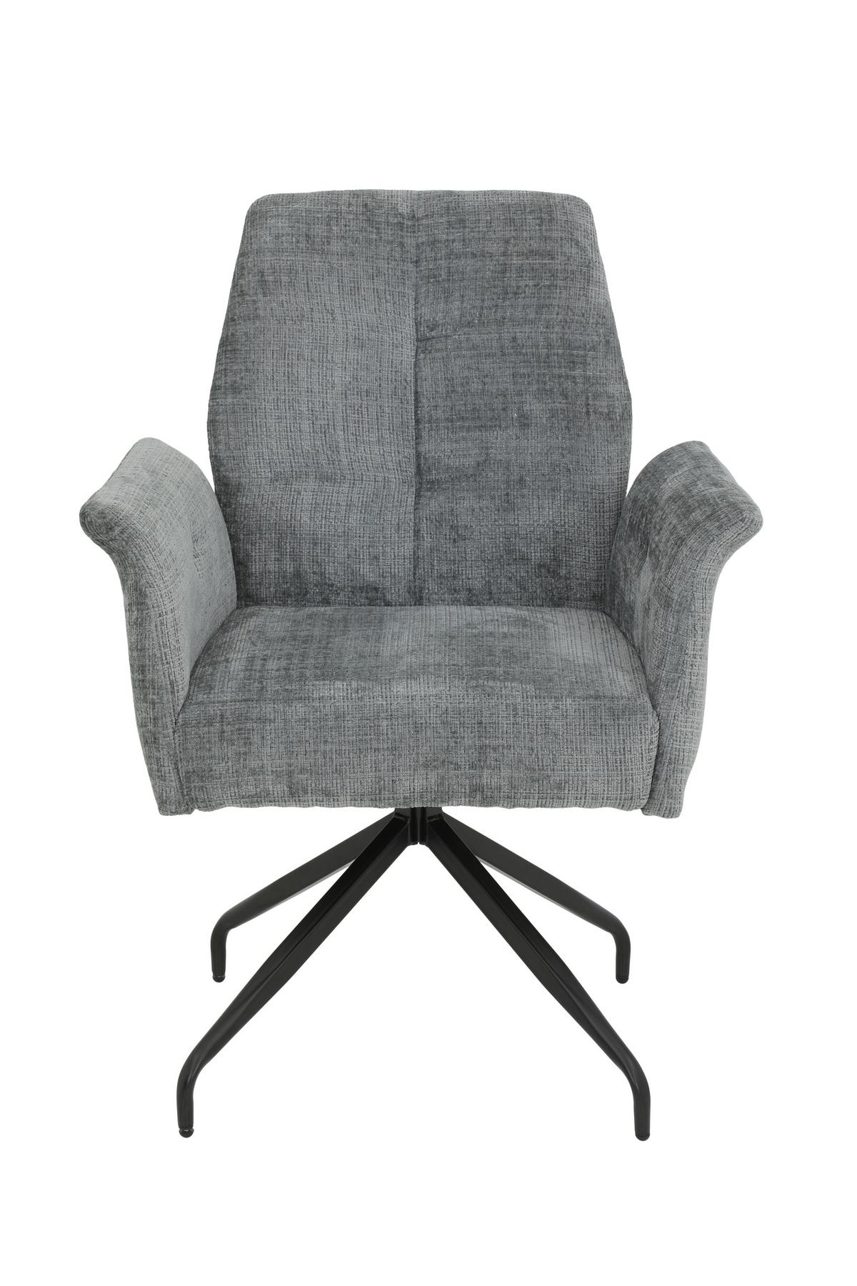 Armlehnstuhl-Set Viktoria S 4er-Set - Hellgrau/Schwarz, MODERN, Textil/Metall (71/93/68cm) - MID.YOU