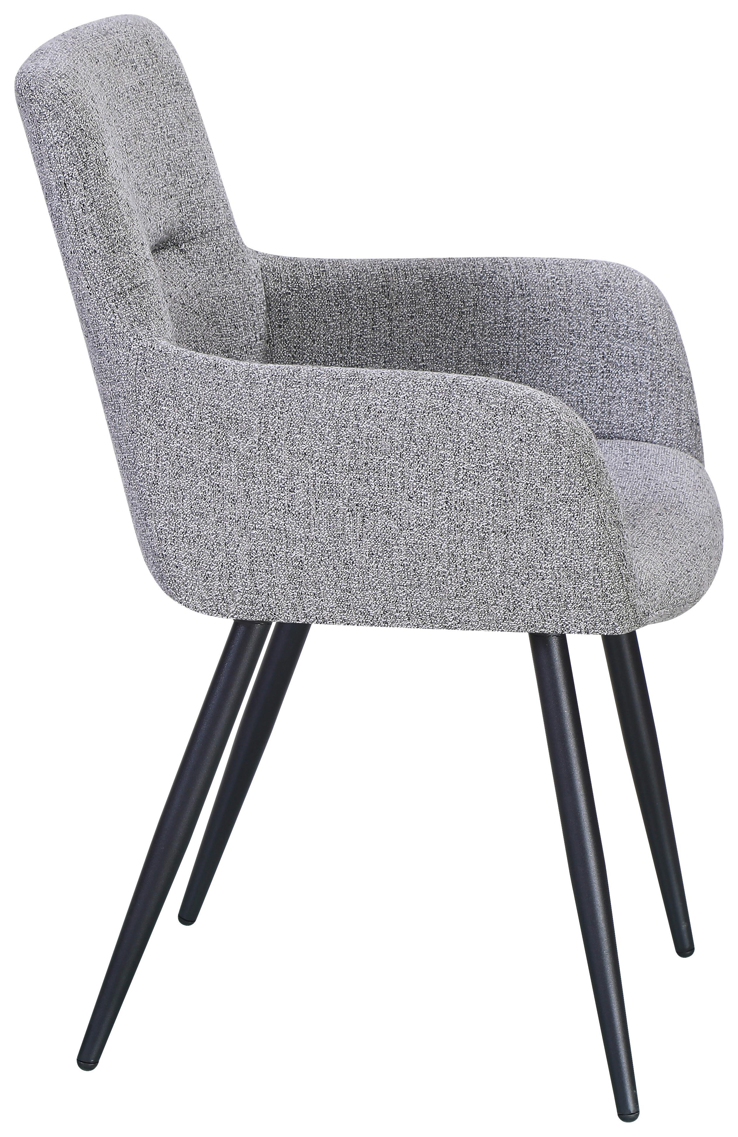 Esszimmerstuhl Edit Webstoff Grau - Schwarz/Grau, MODERN, Textil/Metall (61/88/60cm) - MID.YOU