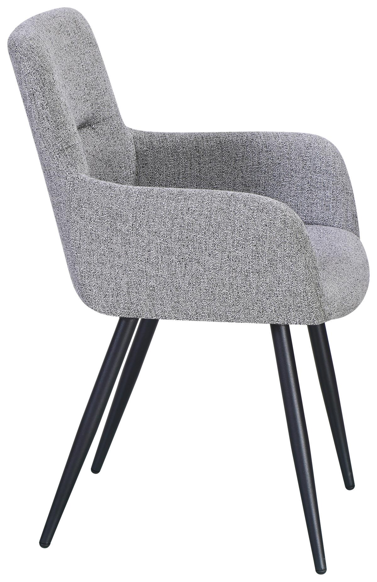 Esszimmerstuhl Edit Webstoff Grau - Schwarz/Grau, MODERN, Textil/Metall (61/88/60cm) - MID.YOU