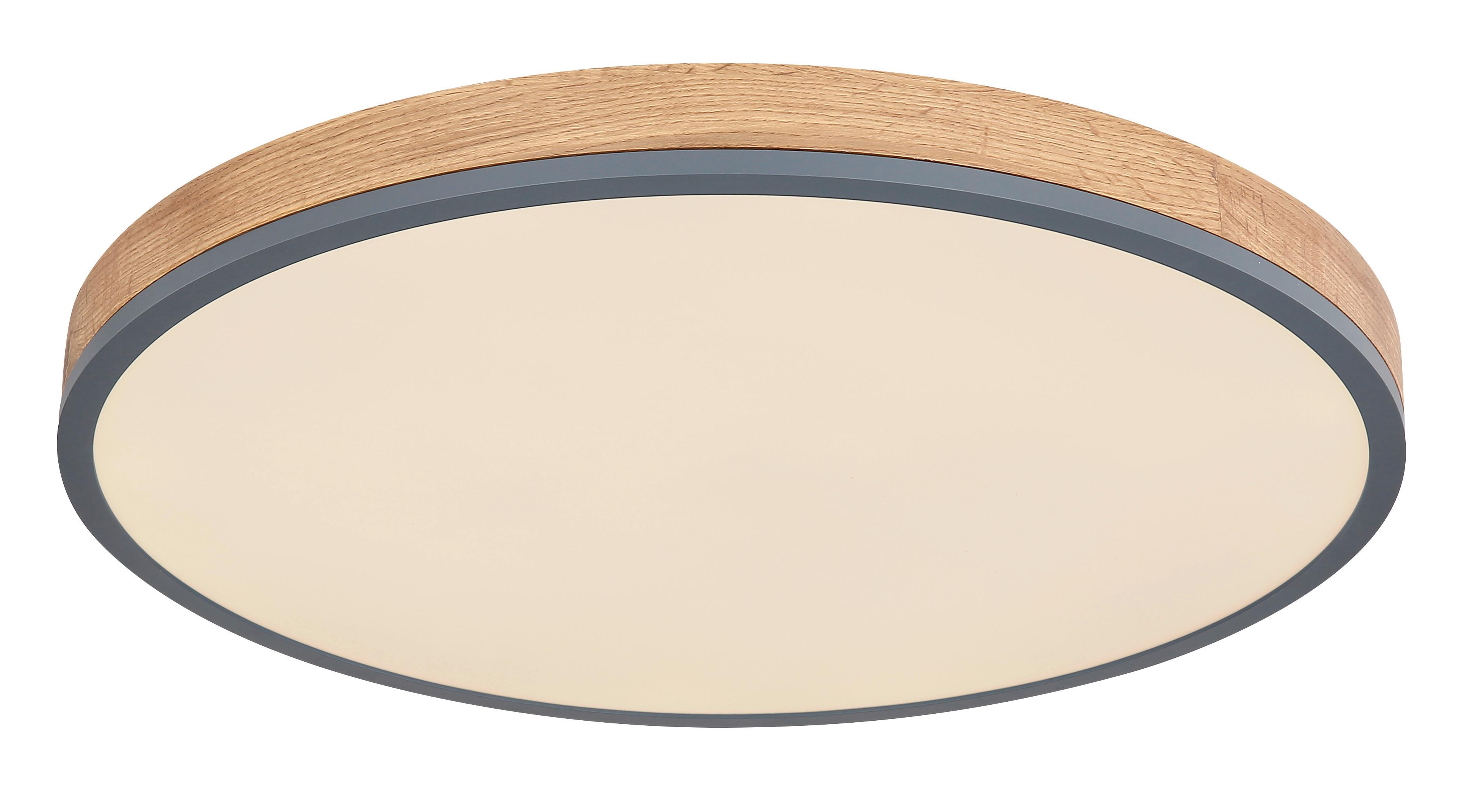 LED-Deckenleuchte Ø 60 cm mit Farbtemperaturenwechsler - Opal/Graphitfarben, Natur, Holzwerkstoff/Kunststoff (60/8,5cm) - Globo