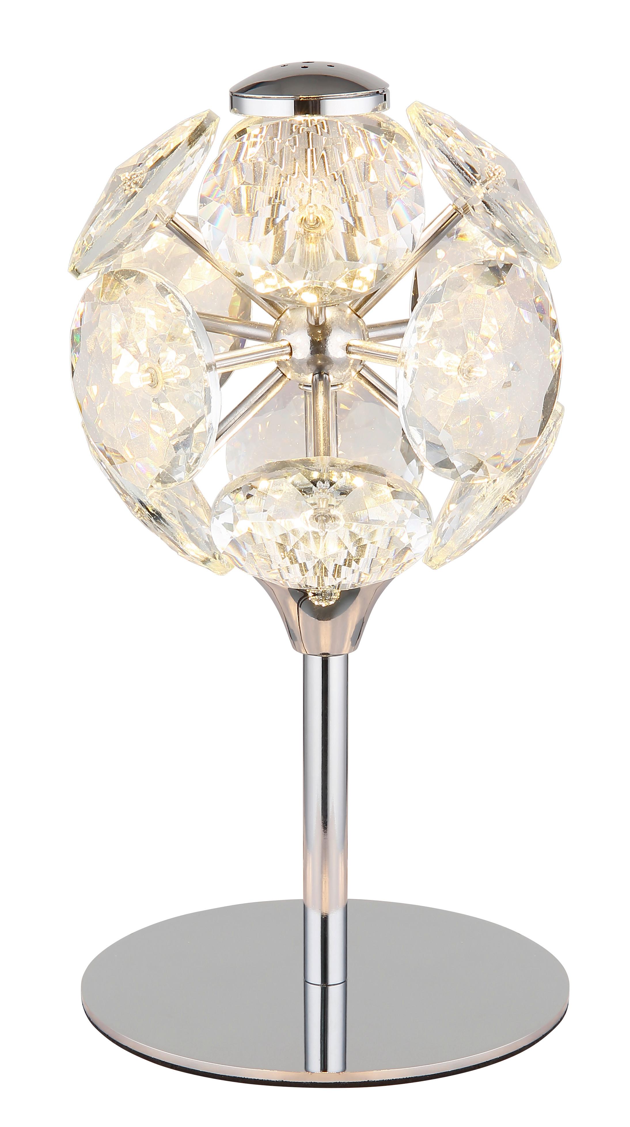 LED-Tischleuchte Virina Chromfarben Klar D: 15 cm - Klar/Chromfarben, KONVENTIONELL, Glas/Metall (15/26,5cm) - Globo
