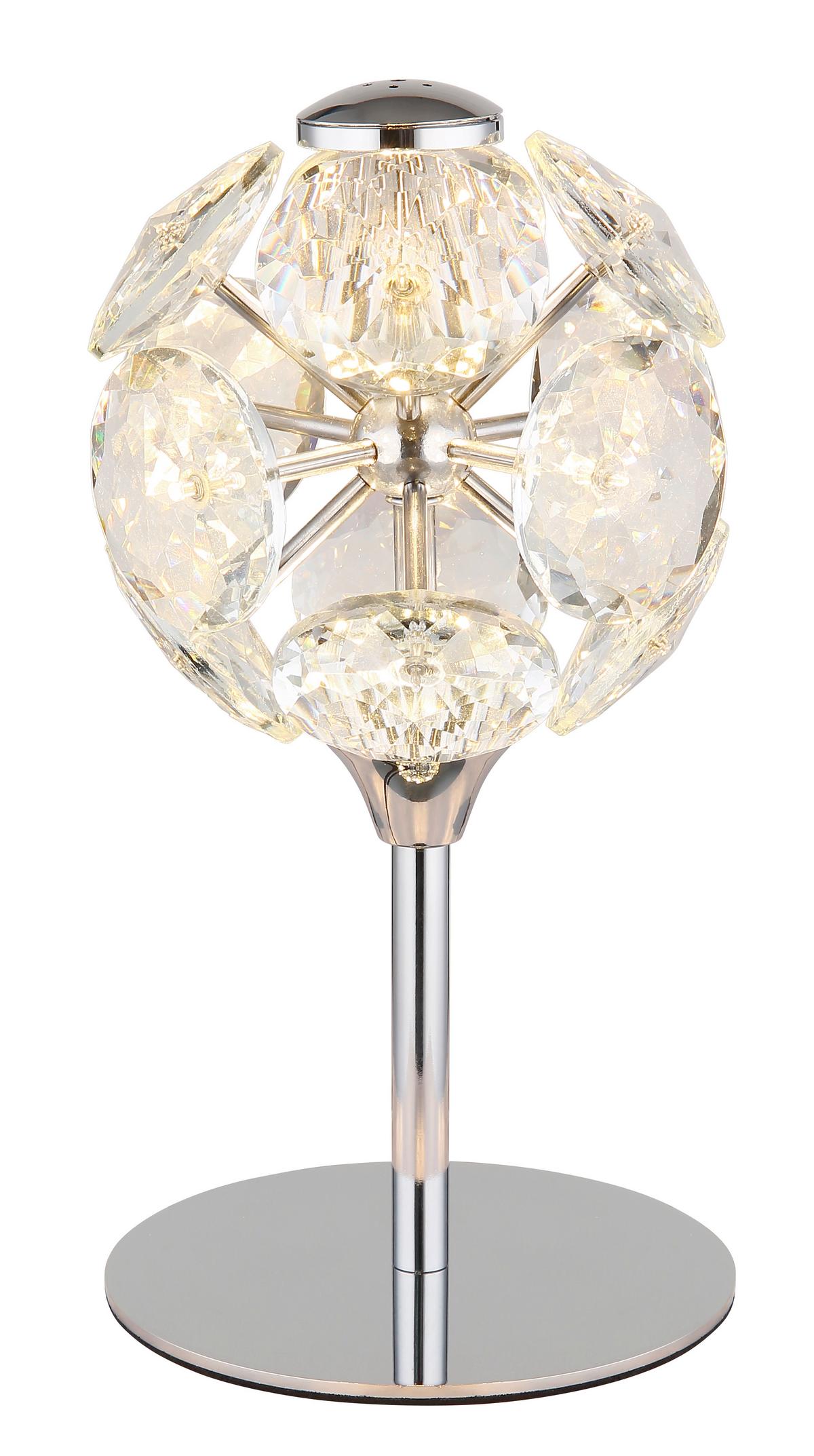 LED-Tischleuchte Virina Chromfarben Klar D: 15 cm - Klar/Chromfarben, KONVENTIONELL, Glas/Metall (15/26,5cm) - Globo