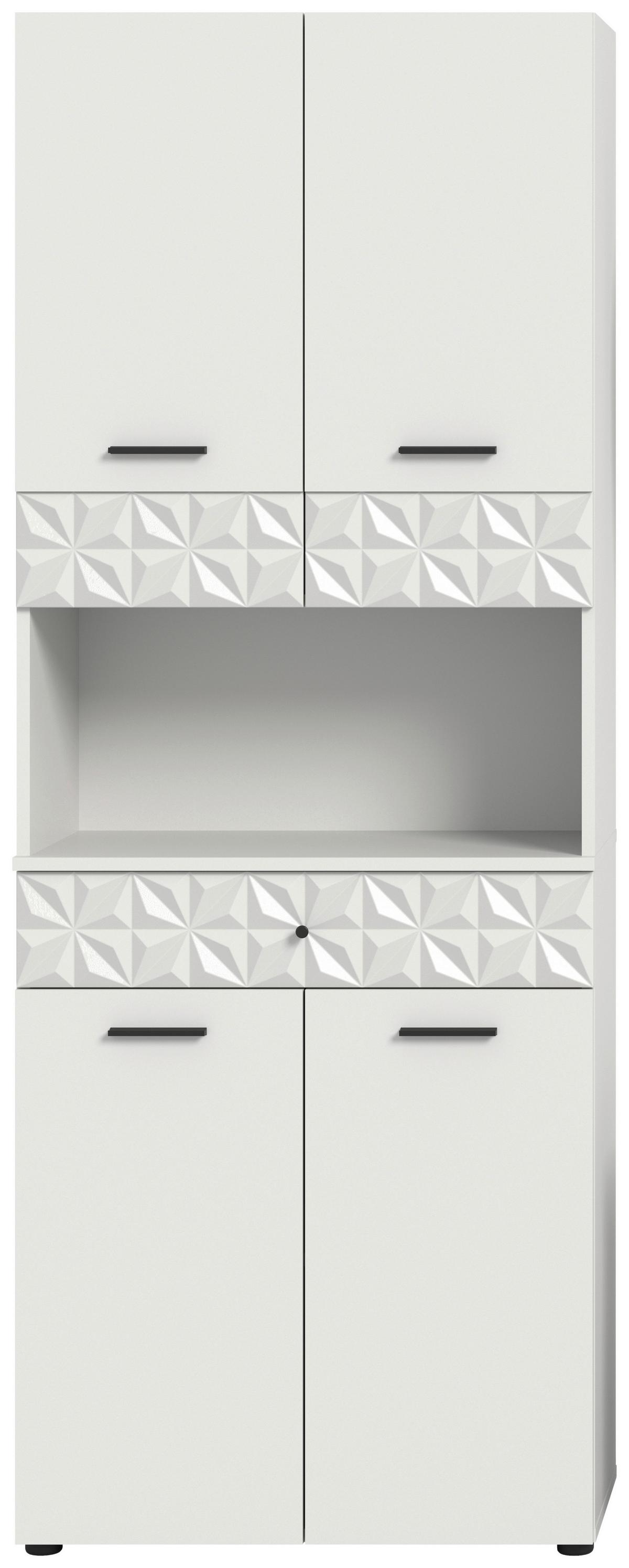 Hochschrank Prisma Weiß B: 70 Cm - Schwarz/Weiß, MODERN, Holzwerkstoff (70/187/34cm) - MID.YOU
