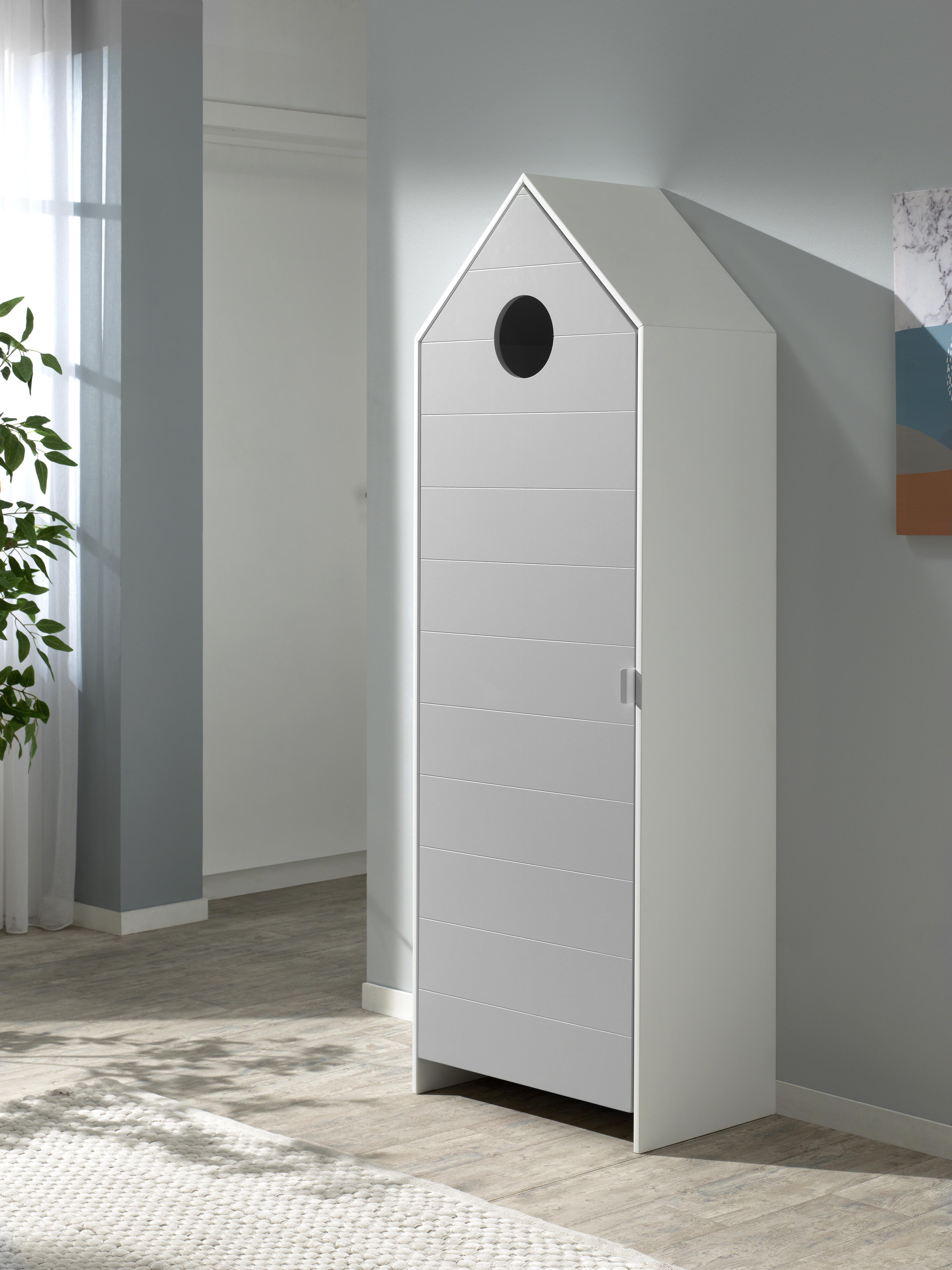 Kinderkleiderschrank B: 57,6 Cm Casami, Grau/weiß - Weiß/Grau, MODERN, Holzwerkstoff (57,6/171,3/37cm) - MID.YOU