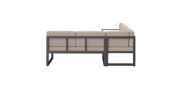 Loungegarnitur 5-Tlg Genf Metall/Textil/Glas mit Kissen - Hellgrau/Grau, MODERN, Glas/Textil (213/136cm) - Beldano