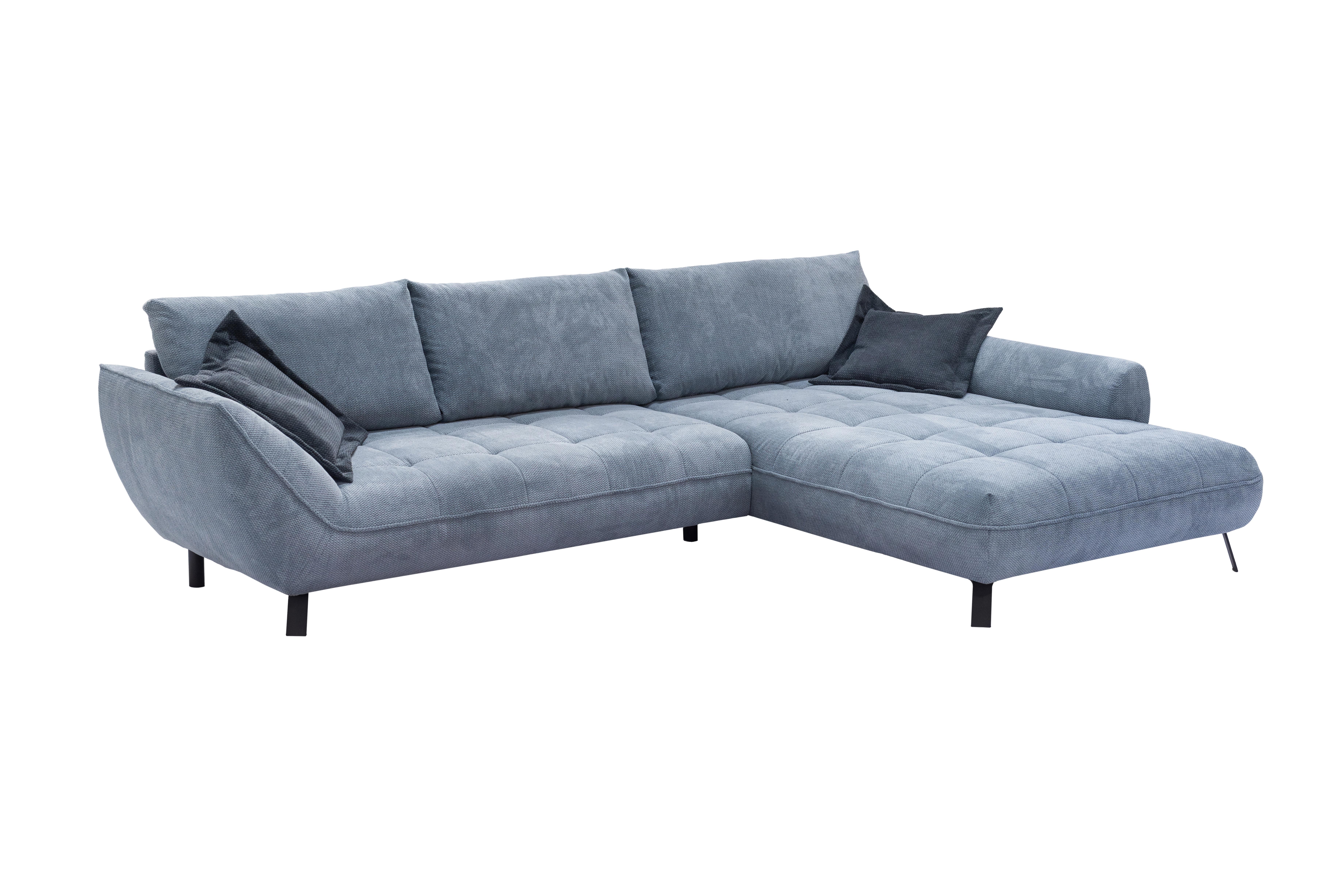 Ecksofa Biarritz Blau, Schenkel: 324x205 cm - Blau/Schwarz, Design, Textil (324/205cm) - Livetastic
