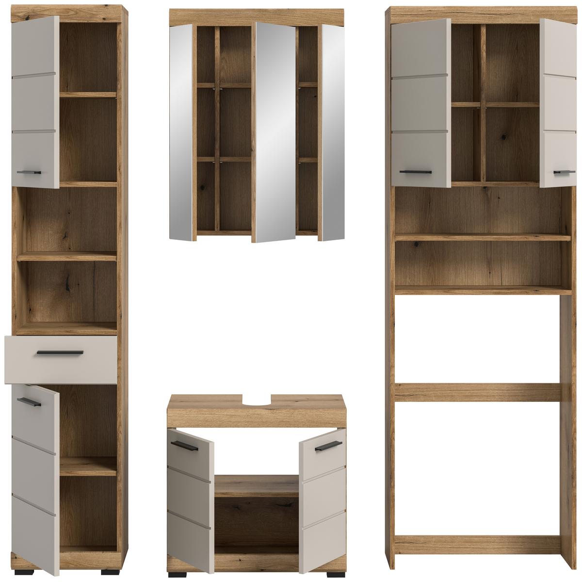 Badezimmer Scout Kaschmir/Naturfarben B: 160 cm - Kaschmir/Schwarz, MODERN, Holzwerkstoff (160cm) - MID.YOU