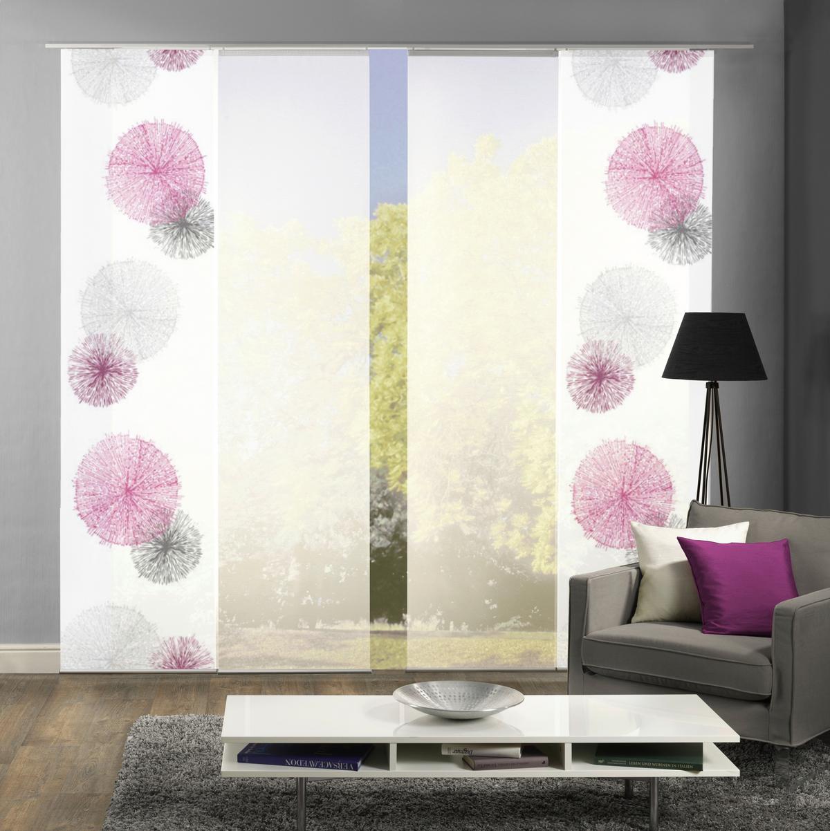 Flächenvorhang 4-tlg. Rawlins B: 60 Cm, Flieder/weiß - Flieder, Basics, Textil (60/245cm)