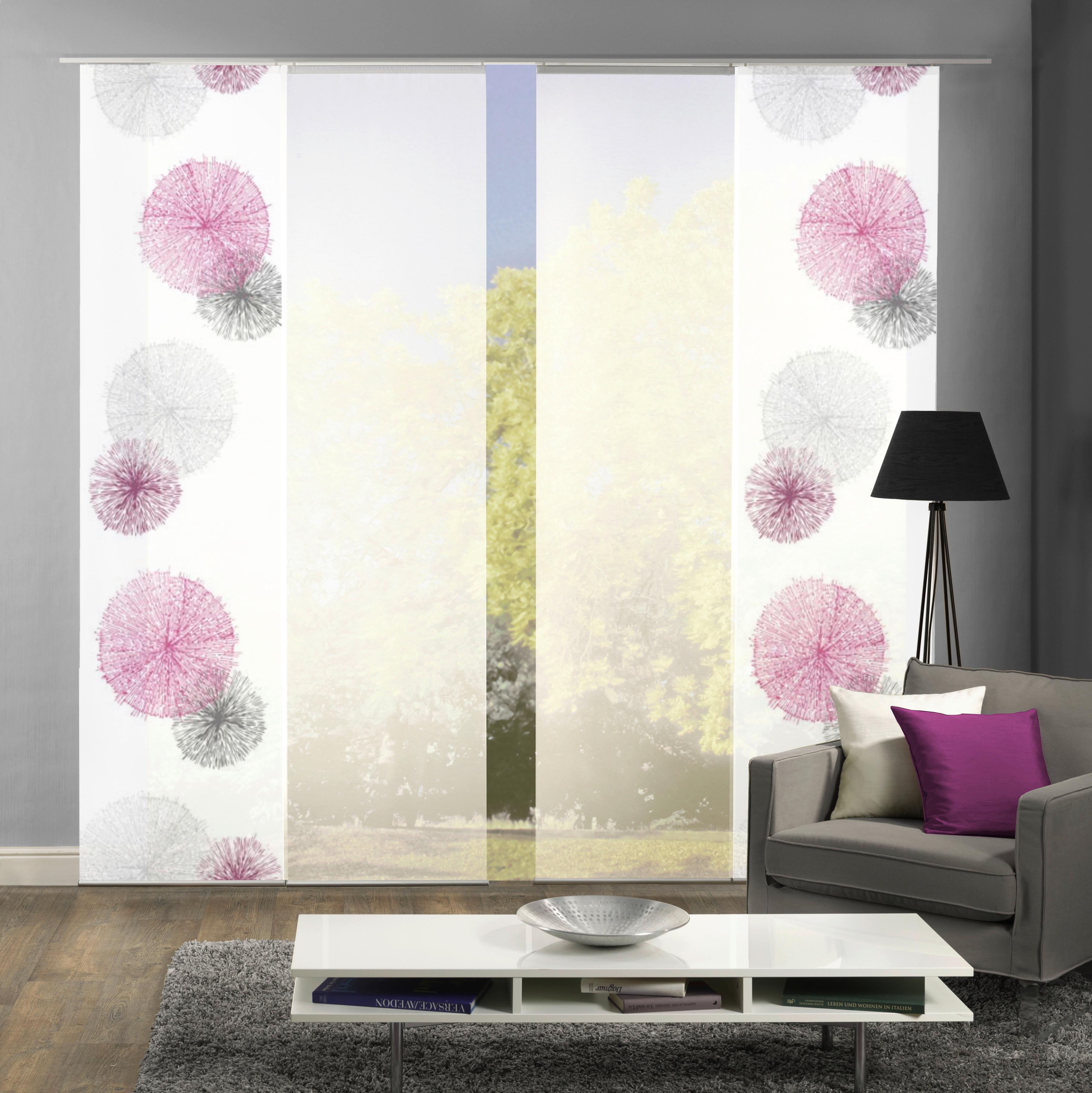 Flächenvorhang 4-tlg. Rawlins B: 60 Cm, Flieder/weiß