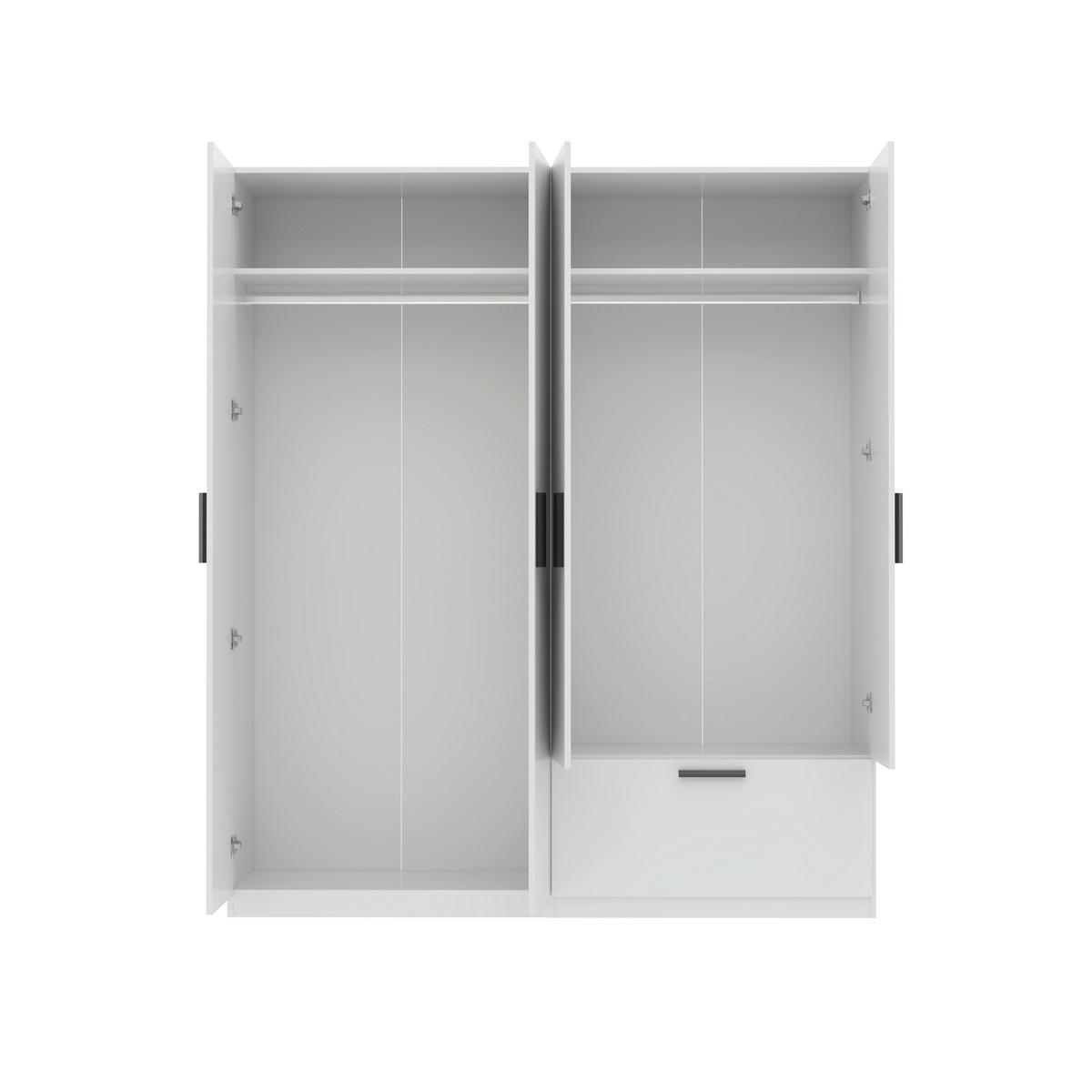 Šatníková skriňa Milos MILOS 4T1S - čierna/biela, Modern, kompozitné drevo/plast (180/210/52cm)