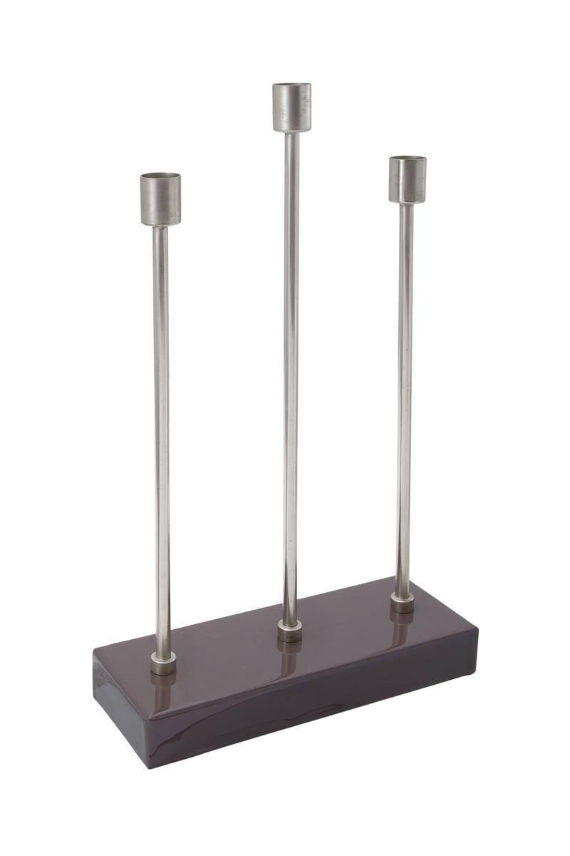 Kerzneständer Art Deco Eisen Lila/Silberfarben für 3 Kerzen - Lila/Silberfarben, Trend, Metall (26/39,5/9cm) - Kayoom