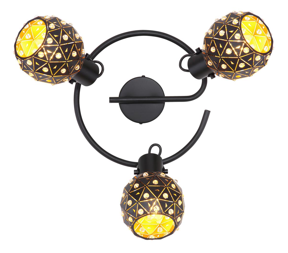 Strahler Jodie 3-Flammig verstellbar Ø 26 cm - Klar/Goldfarben, Basics, Glas/Metall (26/29cm) - Globo