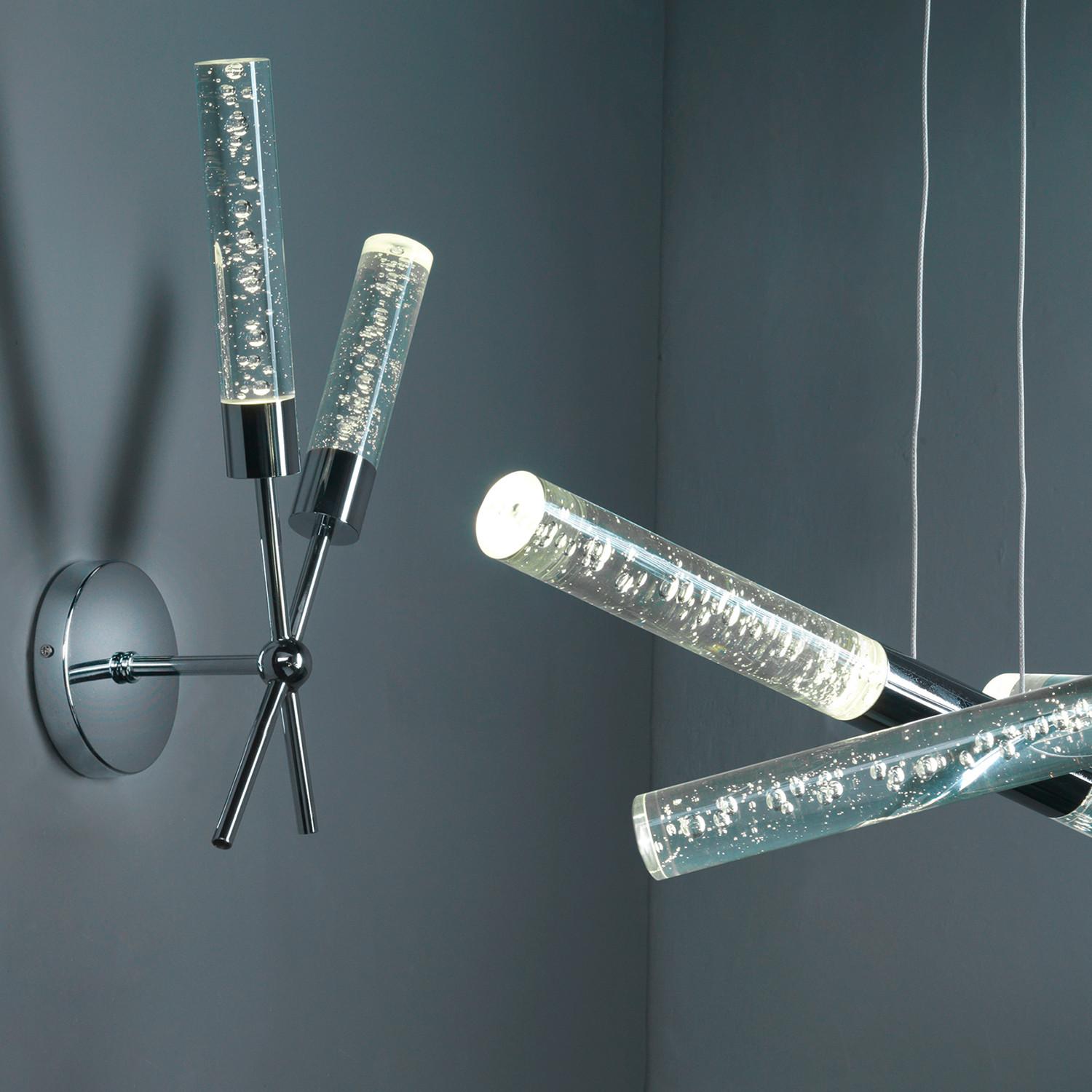 Led-wandleuchte Klar Chromfarben L: 22 Cm - Klar/Chromfarben, Design, Kunststoff/Metall (22/22/42cm)