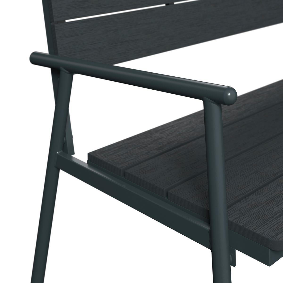 Gartenbank Marbella - Schwarz, MODERN, Kunststoff/Metall (116/58/85cm) - Beldano