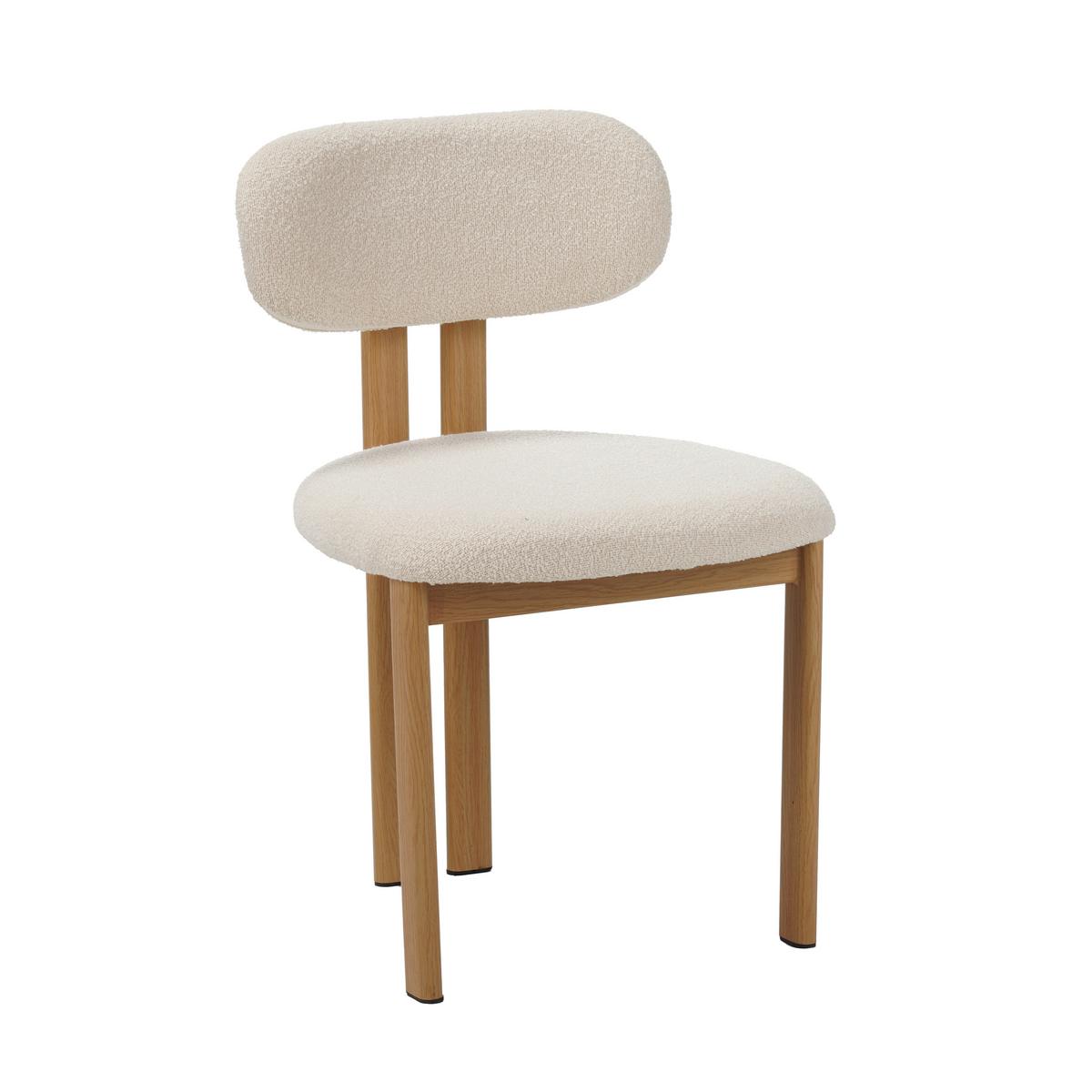 STUHL-SET Miyo Elfenbein B: 50cm - Elfenbein/Eichefarben, MODERN, Textil/Metall (50/80/52cm) - Livetastic