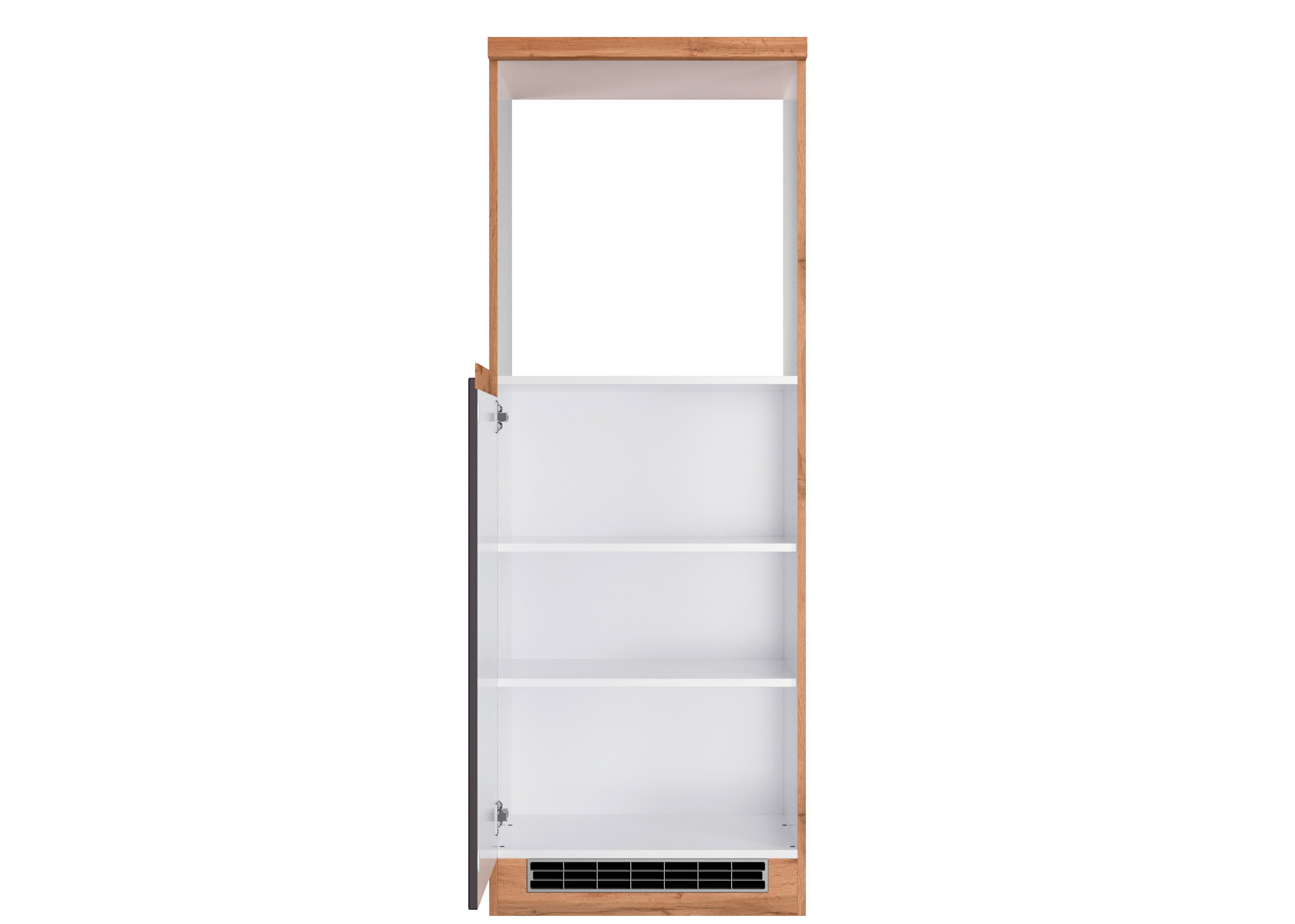 Herdumbauschrank Turin 60cm Grau/Eiche Dekor+arbeitsplatte - Eiche Wotan/Grau, Design, Holzwerkstoff (60/166/60cm) - Held