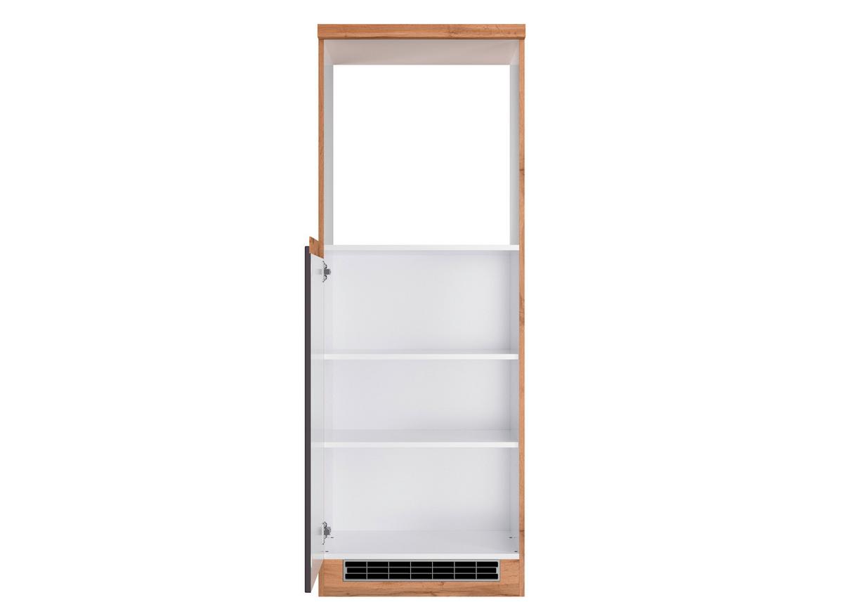 Herdumbauschrank Turin 60cm Grau/Eiche Dekor+arbeitsplatte - Eiche Wotan/Grau, Design, Holzwerkstoff (60/166/60cm) - Held