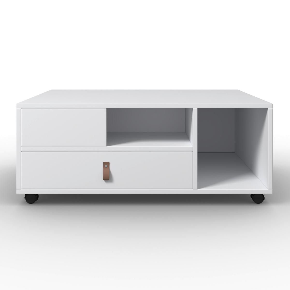 Konferenční stolek MICK - bílá/hnědá, Moderní, kompozitní dřevo/plast (74/88/35cm) - Modern Living