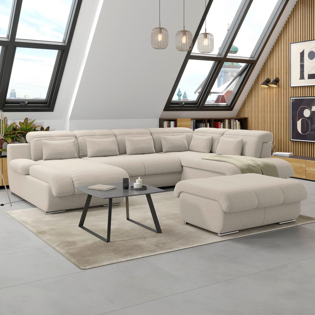 Hocker Multi naturfarben, B: 100cm - Chromfarben/Naturfarben, MODERN, Textil (100/43/80cm) - Luca Bessoni