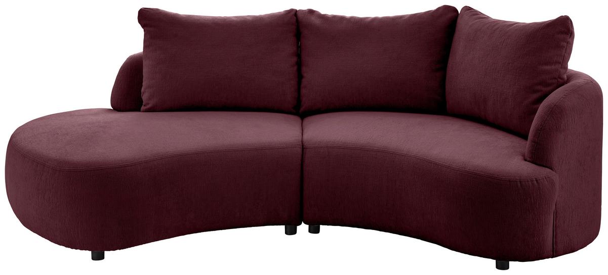 Ecksofa Doppo, Bordeaux S: 250x139 cm - Bordeaux/Schwarz, MODERN, Textil (250/139cm) - Livetastic
