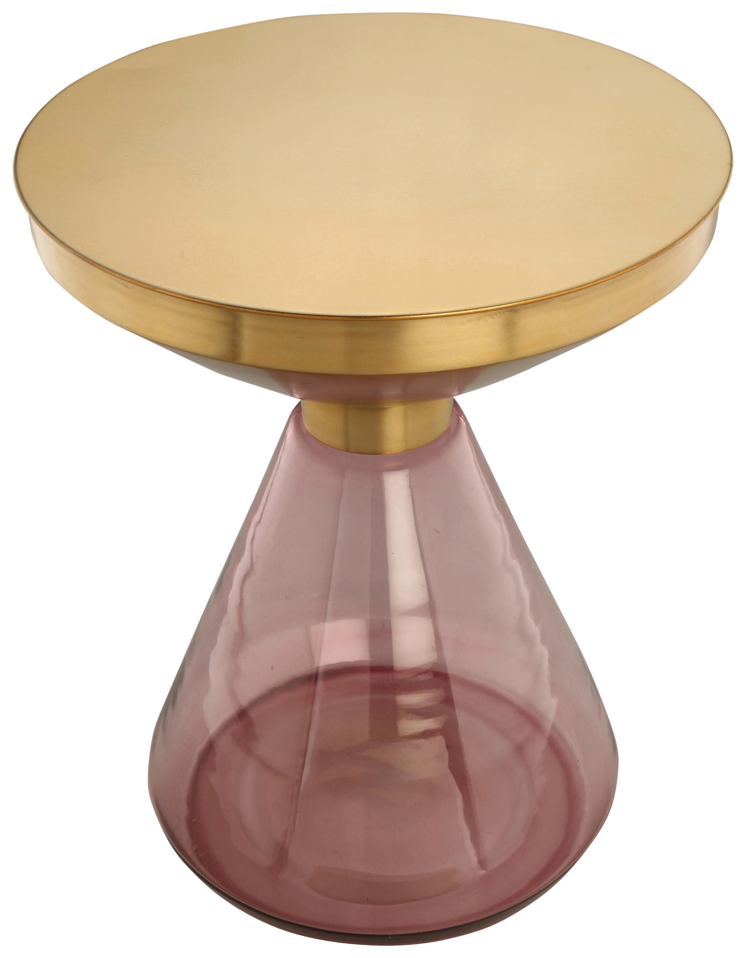 Beistelltisch Roman 325 Rosa/goldfarben D: 41,5 Cm - Goldfarben/Rosa, Design, Glas/Metall (41,5/53cm) - Kayoom