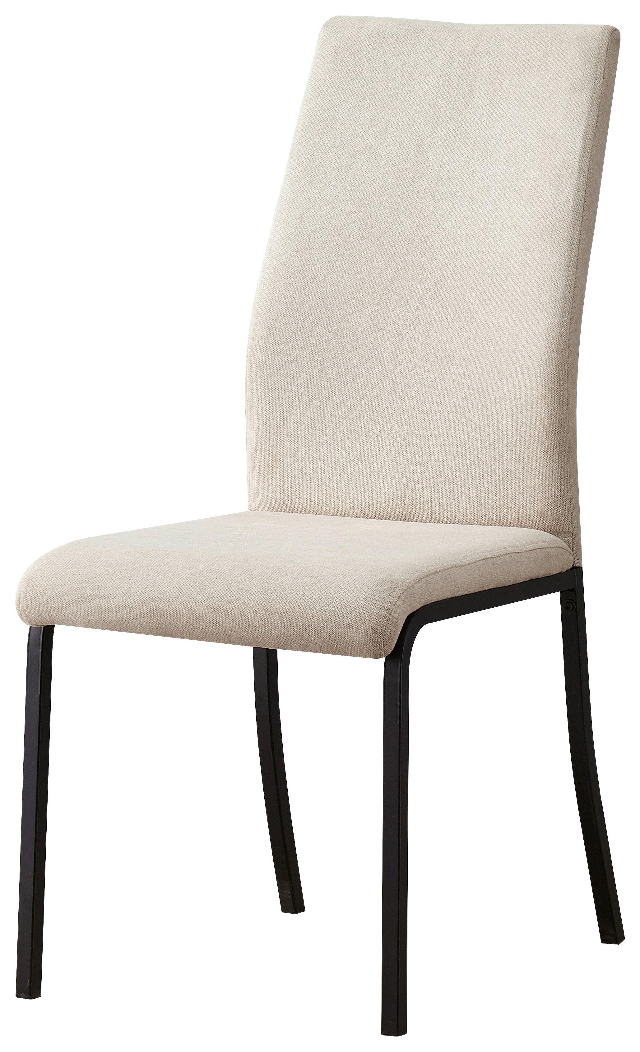 Vierfußstuhl Anne II creme gepolstert - Creme/Schwarz, KONVENTIONELL, Textil/Metall (43/95/60cm)