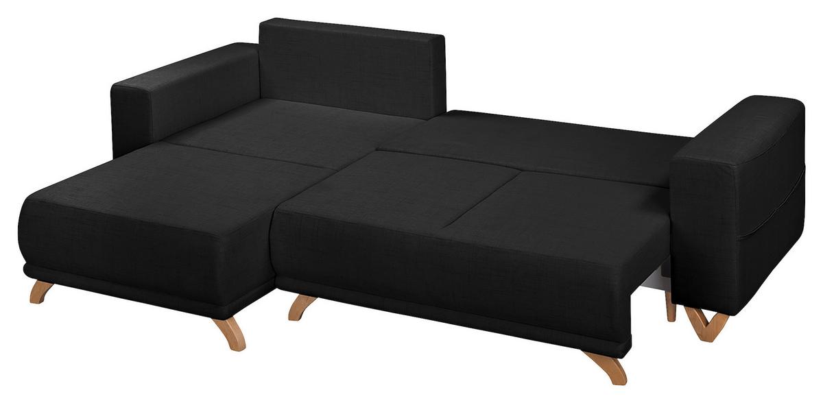 Ecksofa Bella Schwarz S: 257x174 cm - Wengefarben/Schwarz, Design, Textil (257/174cm) - Livetastic