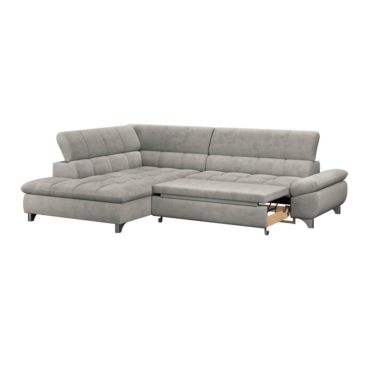 Ecksofa Gemini Dunkelgrau, B: 234cm - Taupe/Chromfarben, KONVENTIONELL, Textil (234/312cm)