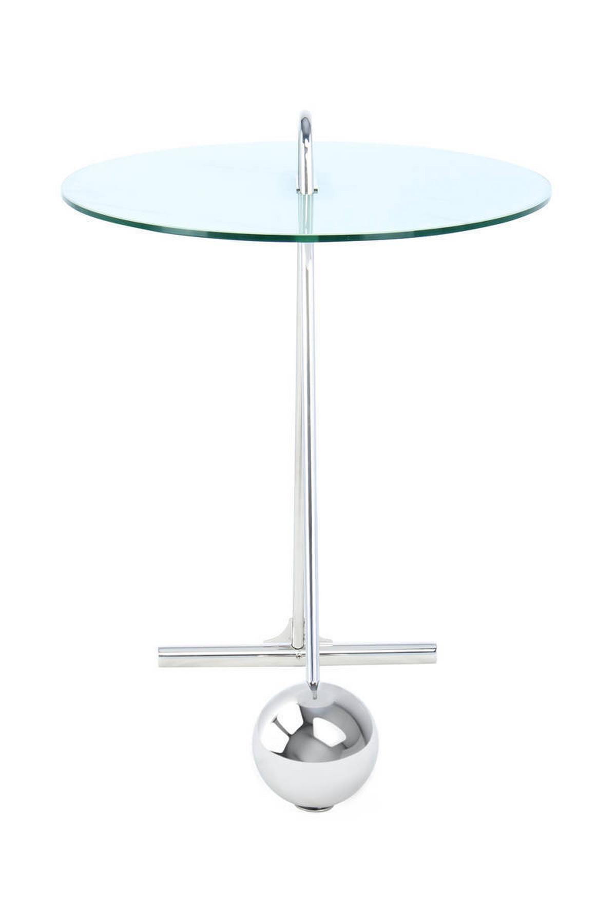Beistelltisch Pendulum Silberfarben/Weiß - Silberfarben/Weiß, Basics, Glas/Metall (46/46/60cm) - Kayoom